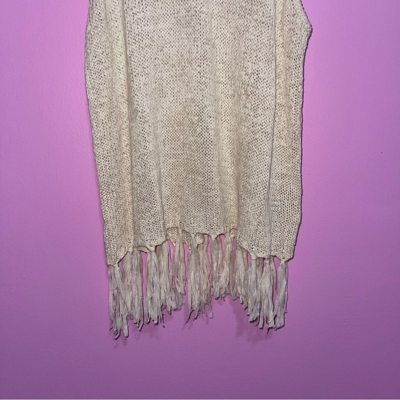 PEPIN Top Women's‎ Size Large Beige Crochet Fringe Knit Tank Top Anthropologie - Picture 4 of 8